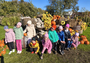 Grupa Smerfów na farmie dyniowej